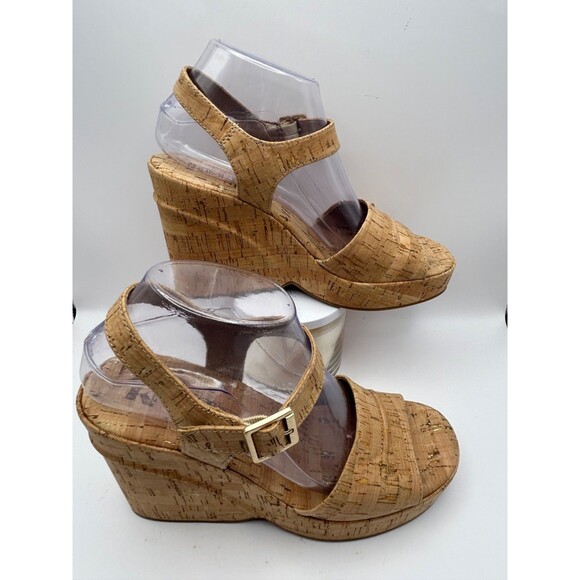 Korks Bardot II Women's Platform Comfort Wedge Natural Cork Tan Sandals Size 8 - Picture 3 of 8